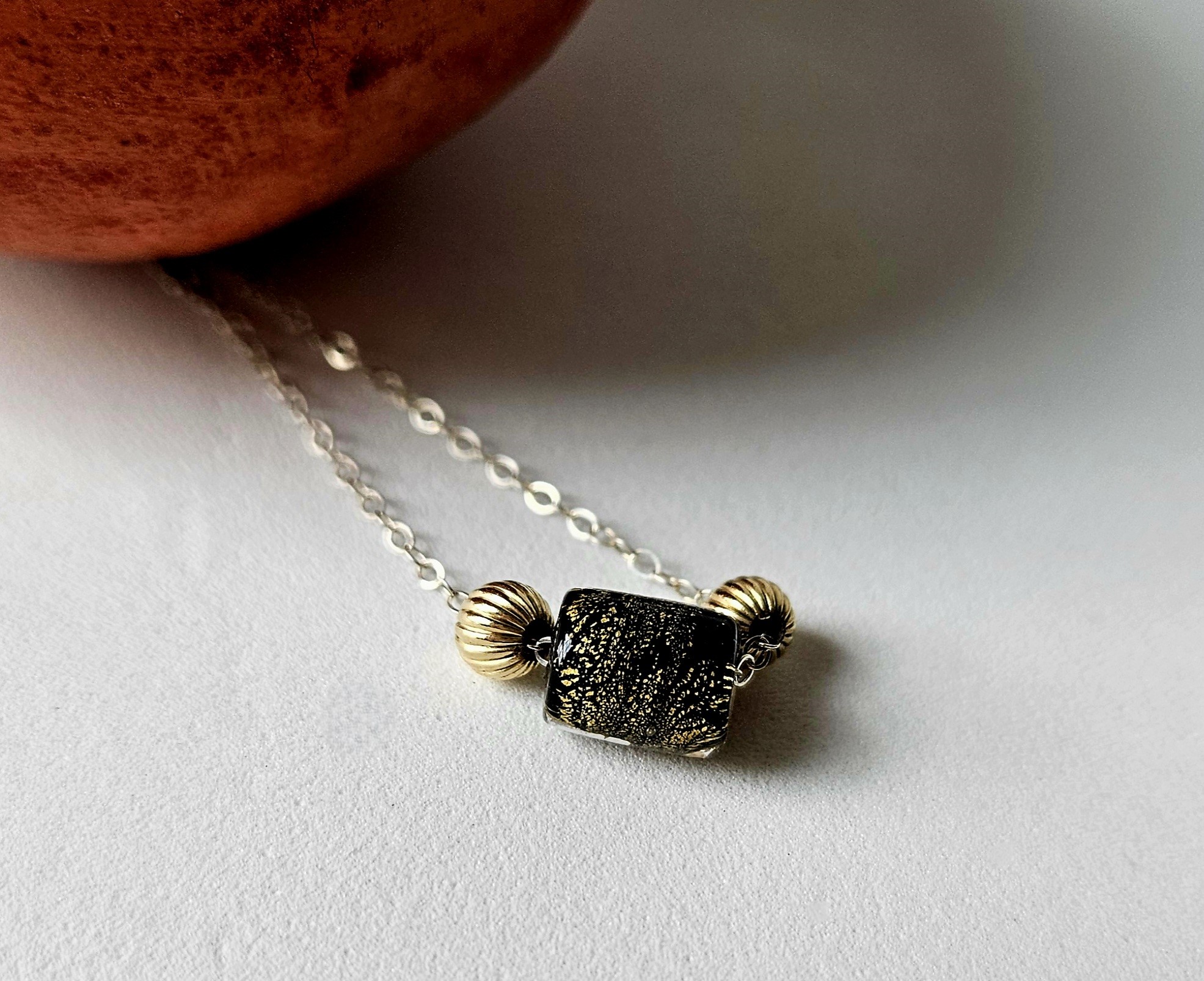 Black & Gold Bead Necklace - MIDAS 