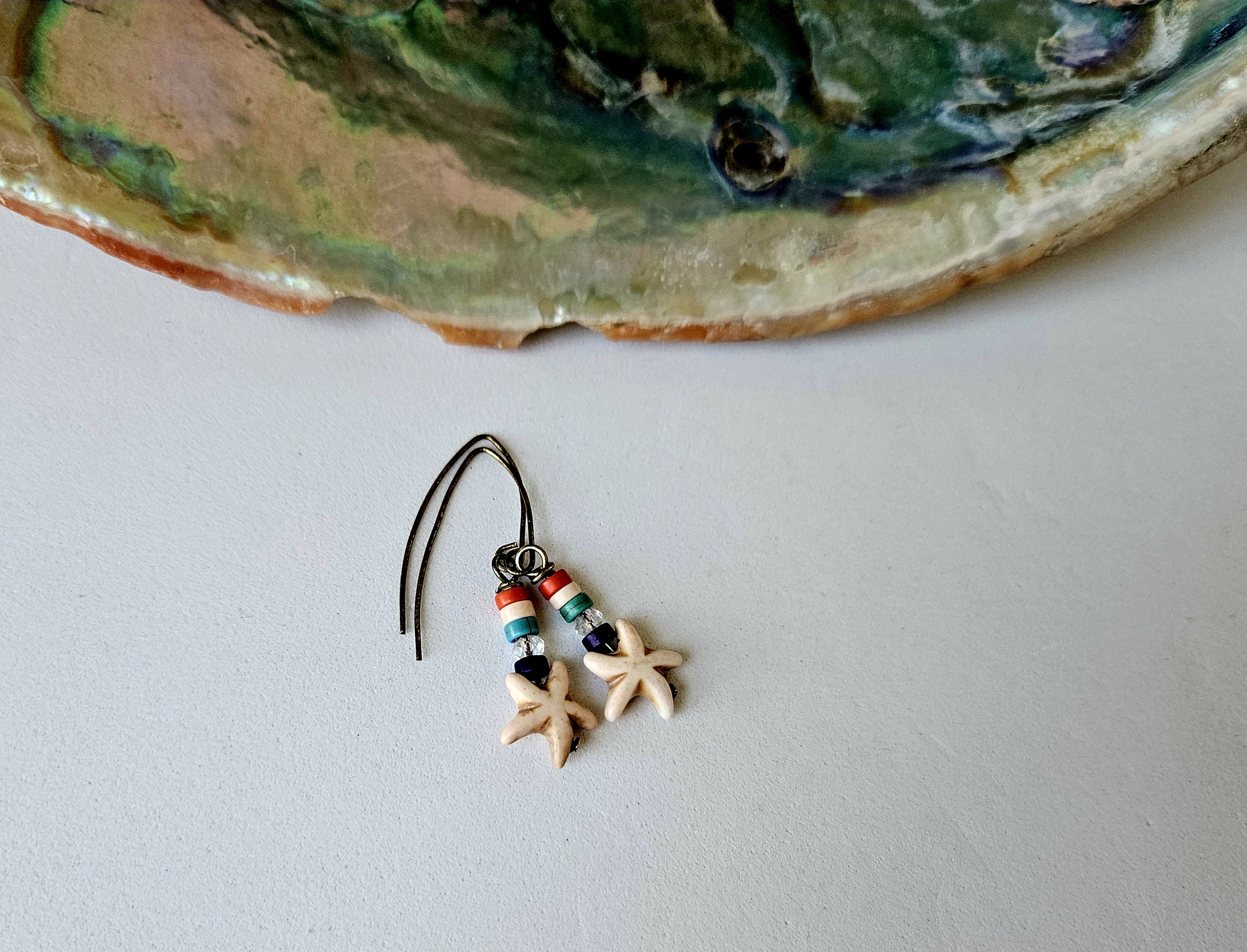 WHITE DWARF Starfish Dangle Earrings