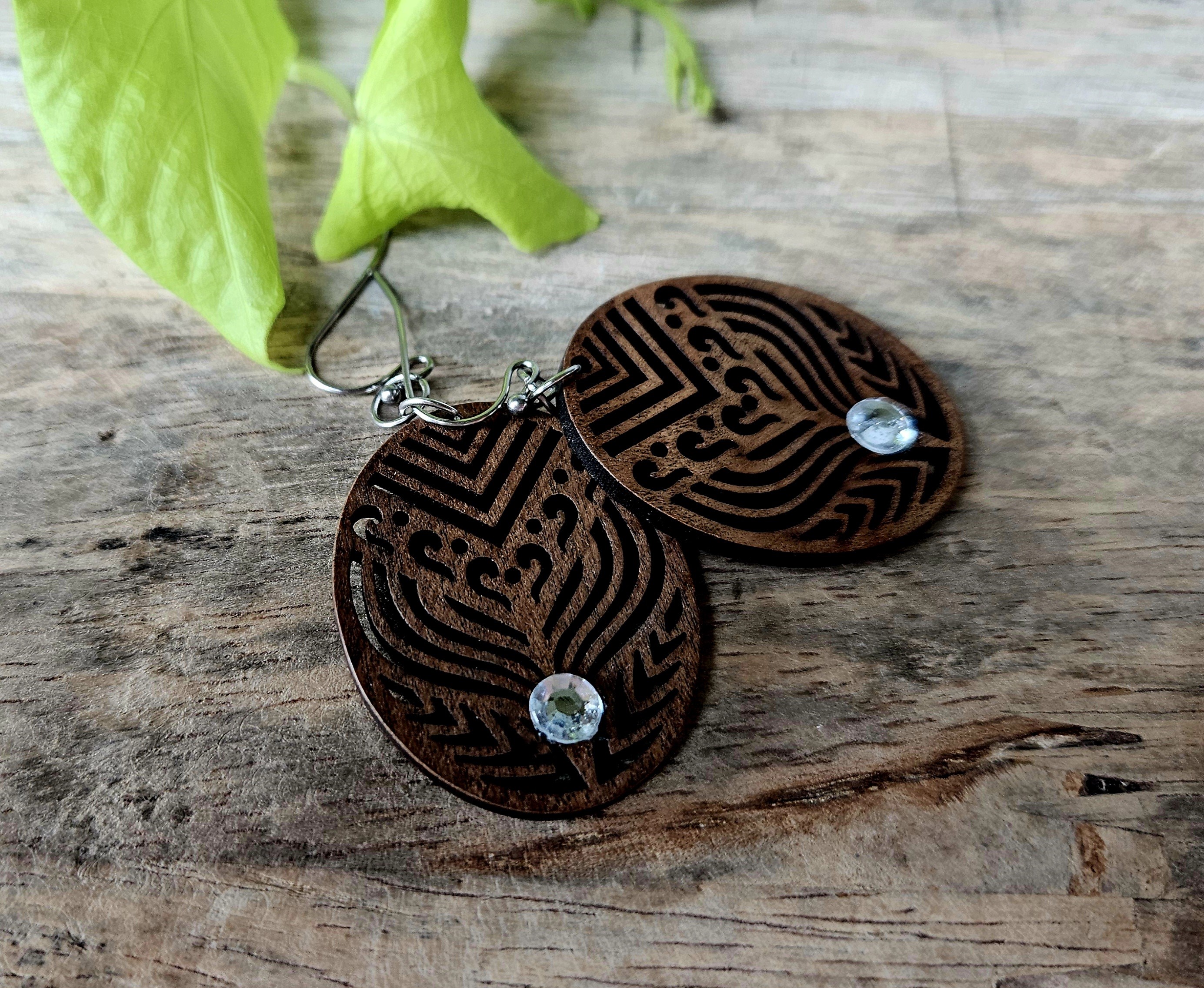 Walnut Wood Earrings - "Glimmer"