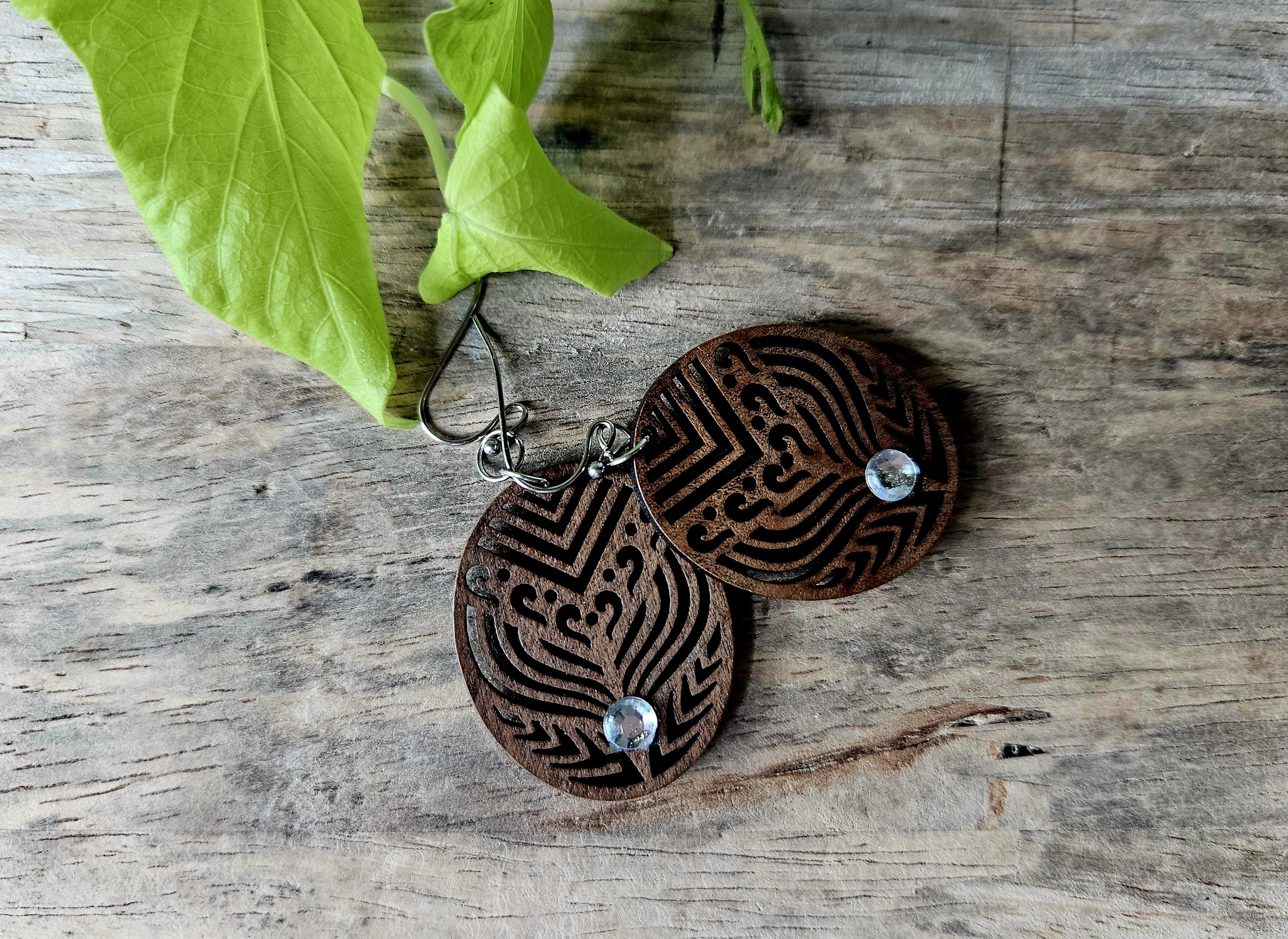 Walnut Wood Earrings - "Glimmer"