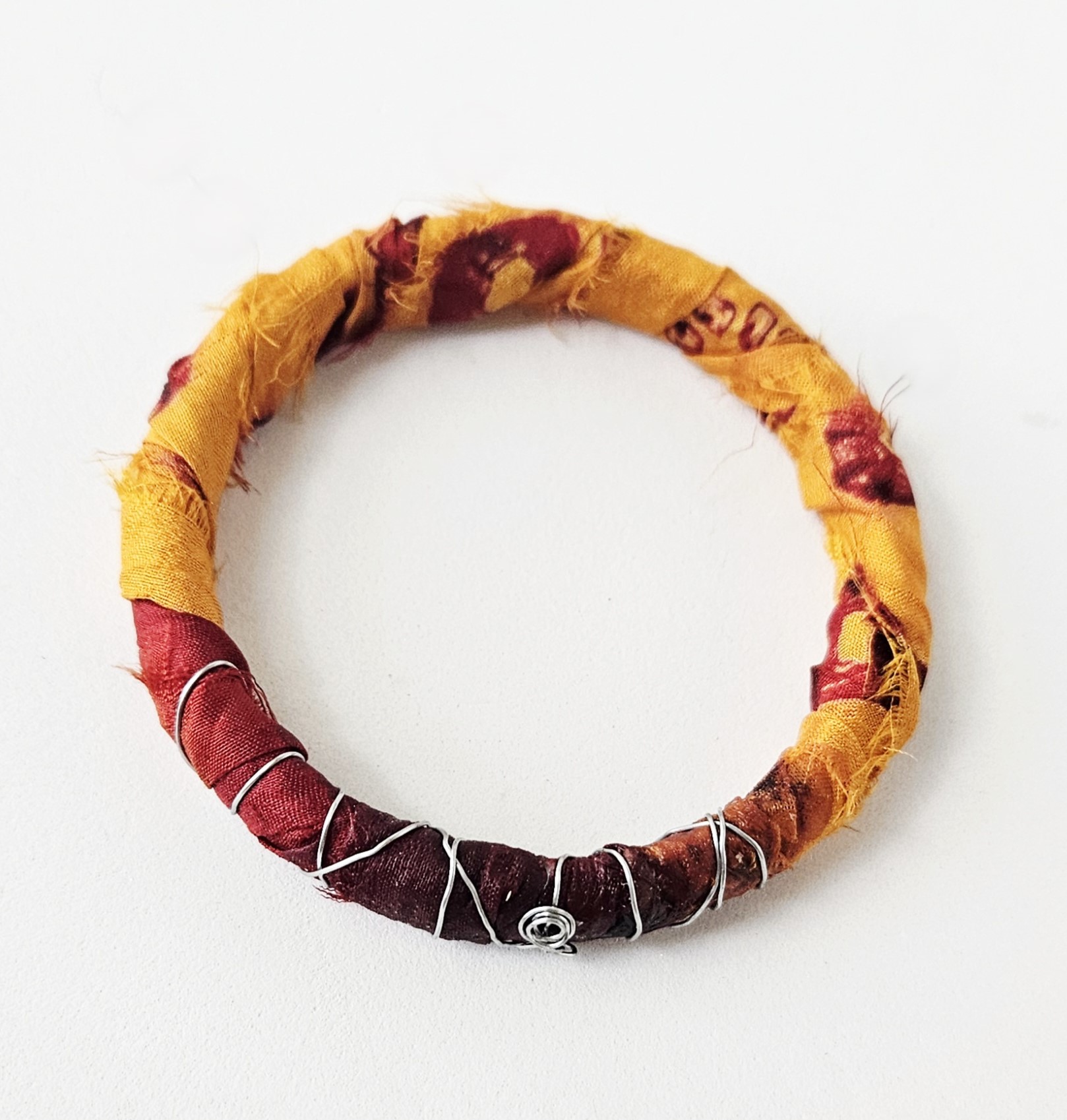 Fabric Bangle Bracelet - "Sunset" 