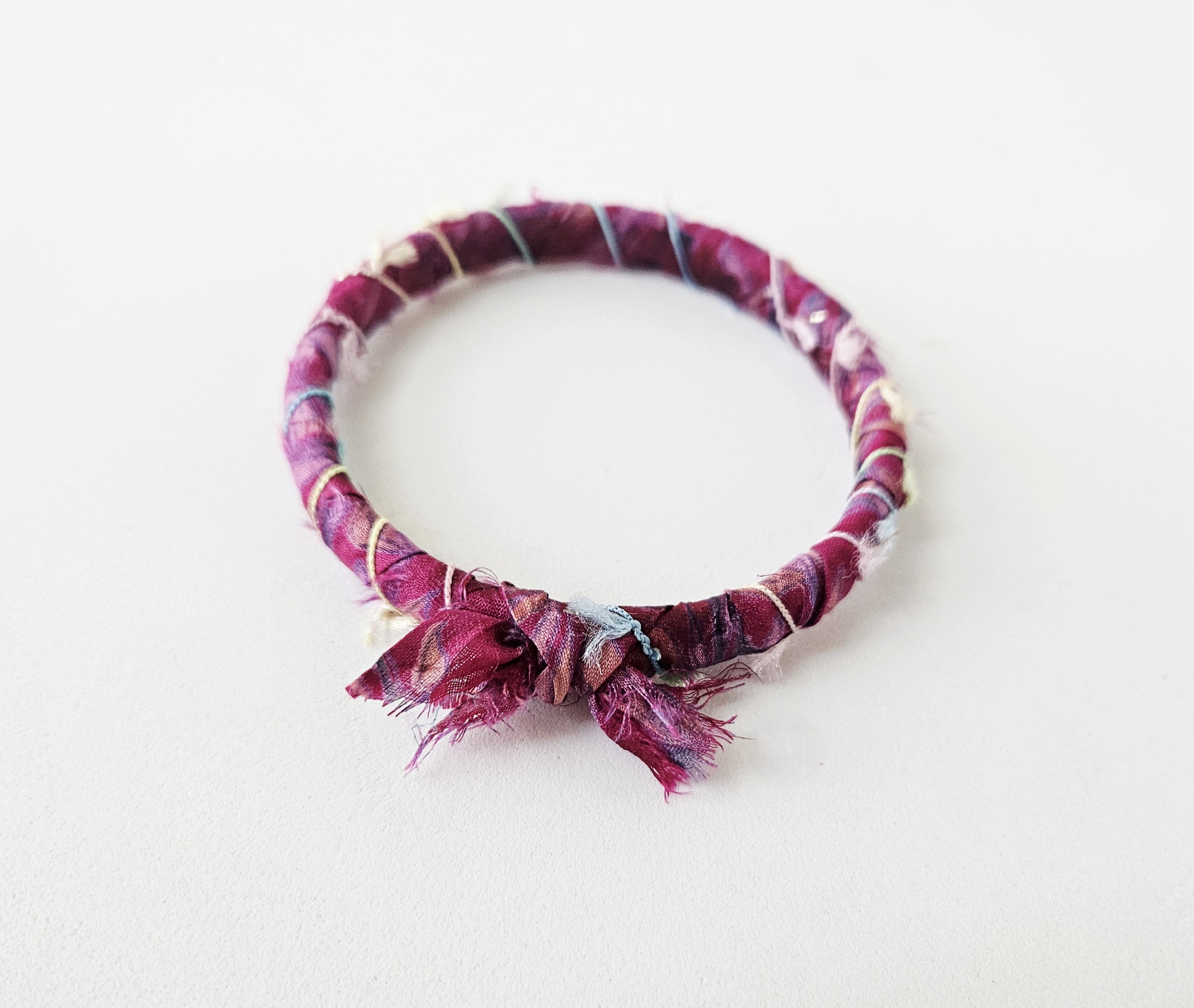 Silk Fabric Bangle Bracelet - "Fiesta" 