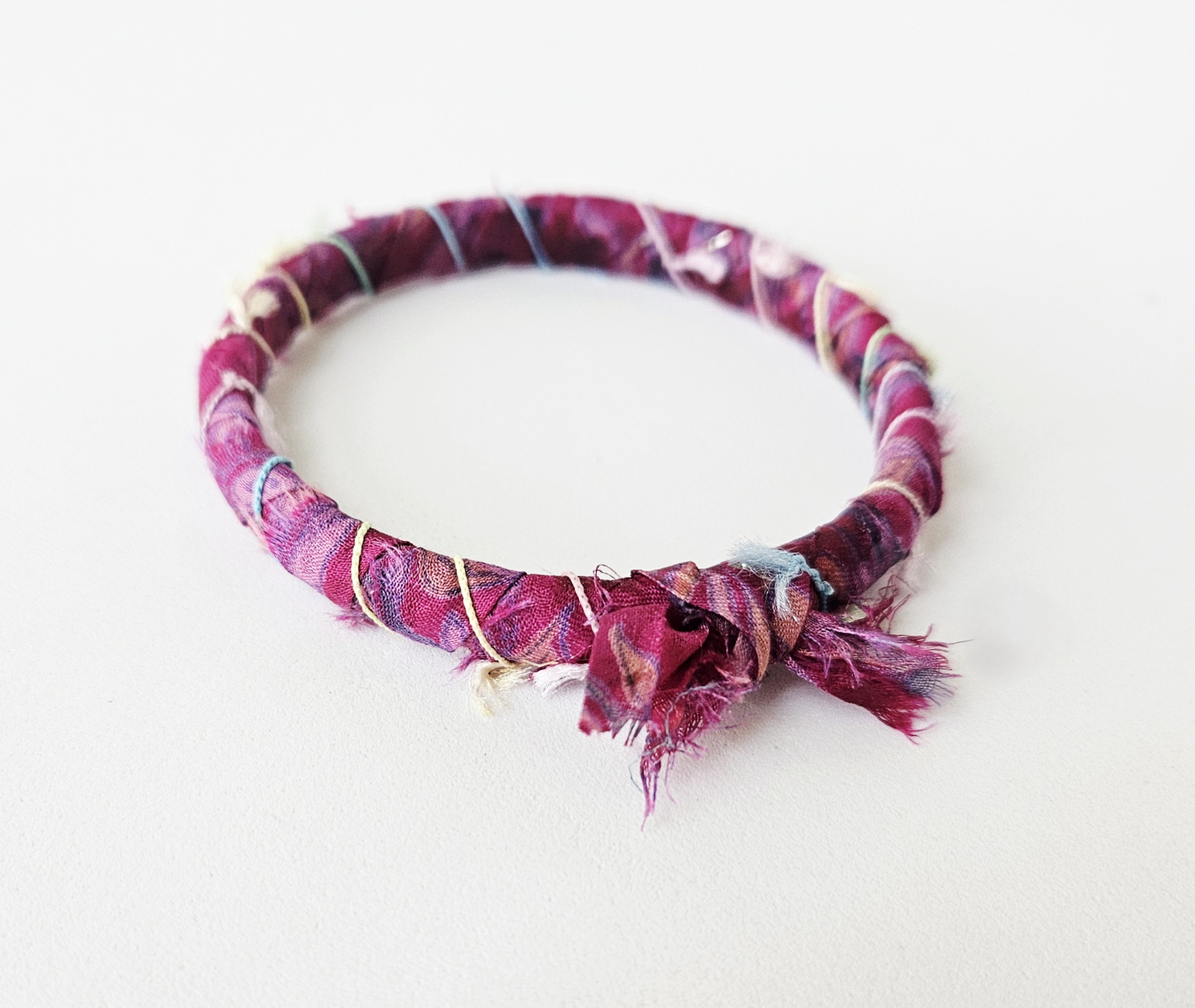 Silk Fabric Bangle Bracelet - "Fiesta"