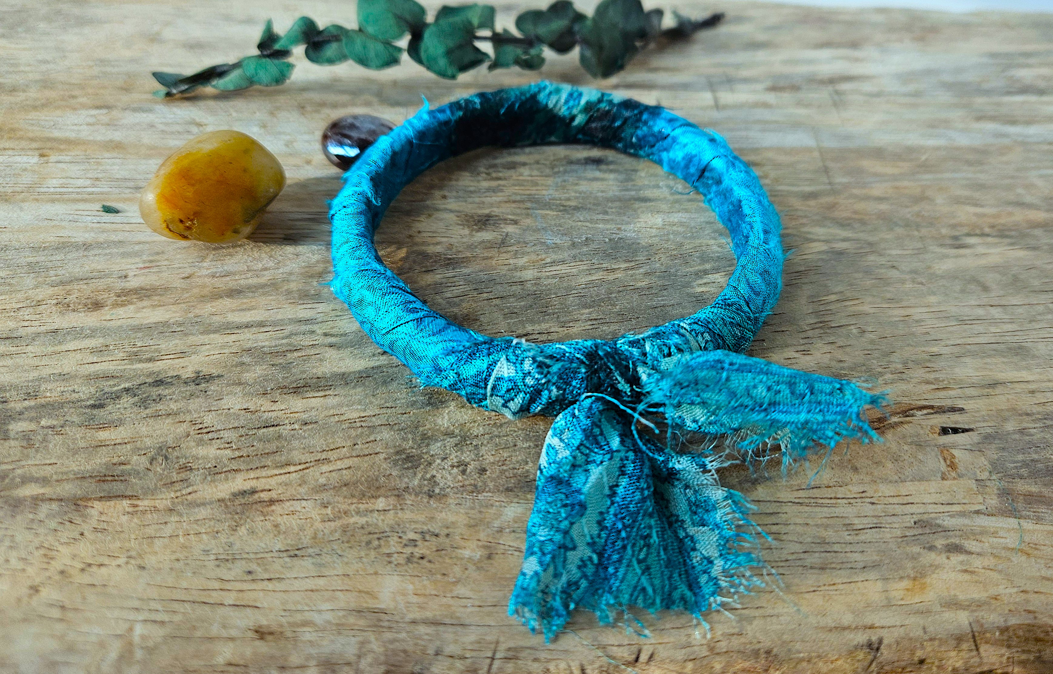 Silk Fabric Bangle Bracelet - "Gypsy" 
