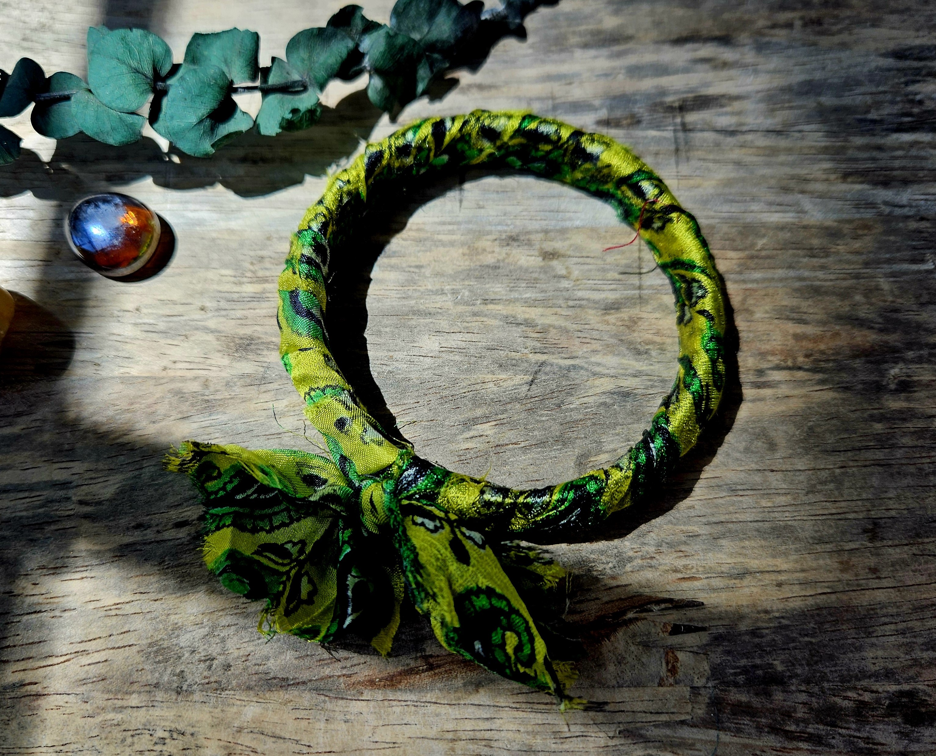 "Daylily" Fabric Bangle Bracelet