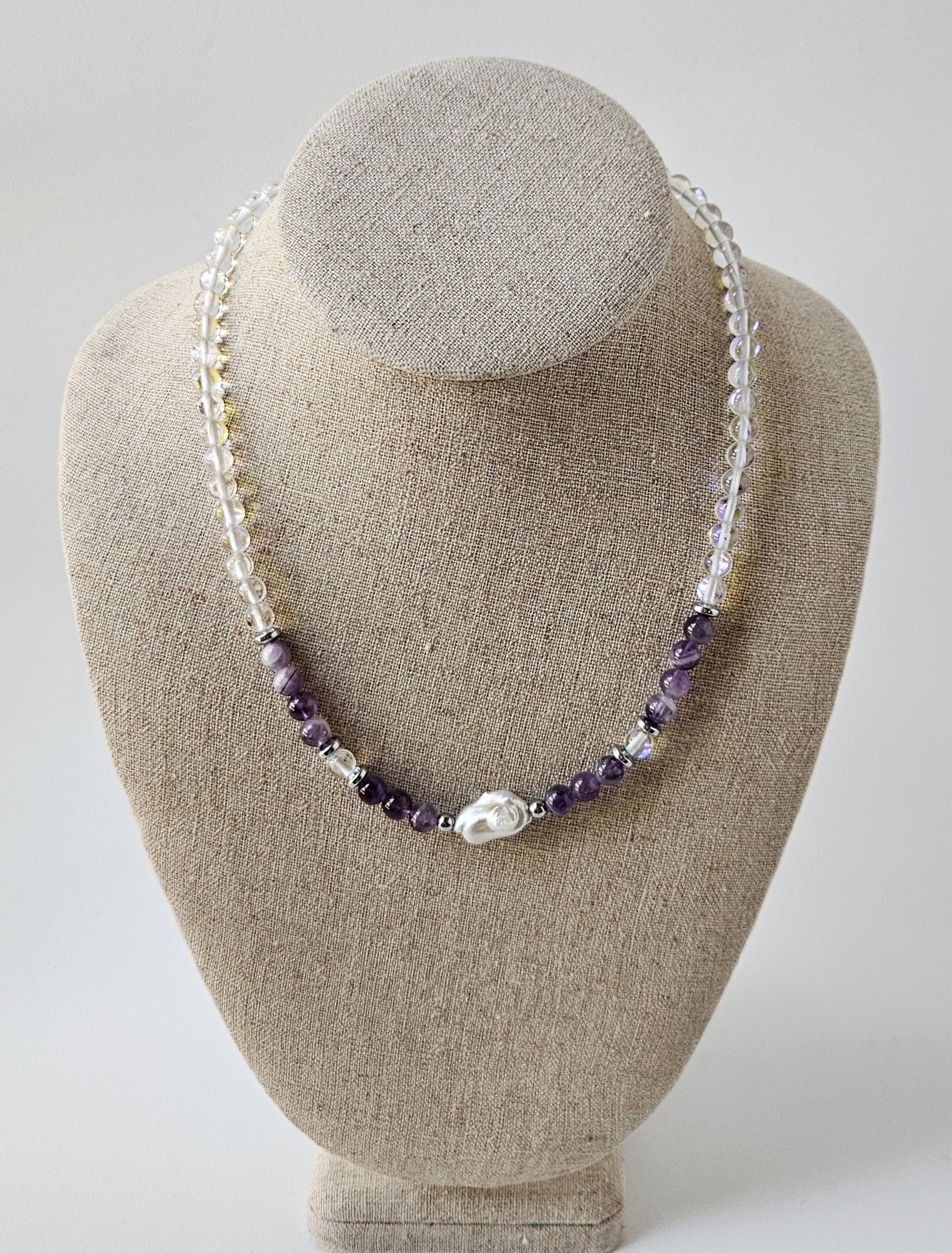 Pearl & Amethyst Necklace - "Moonspell" 