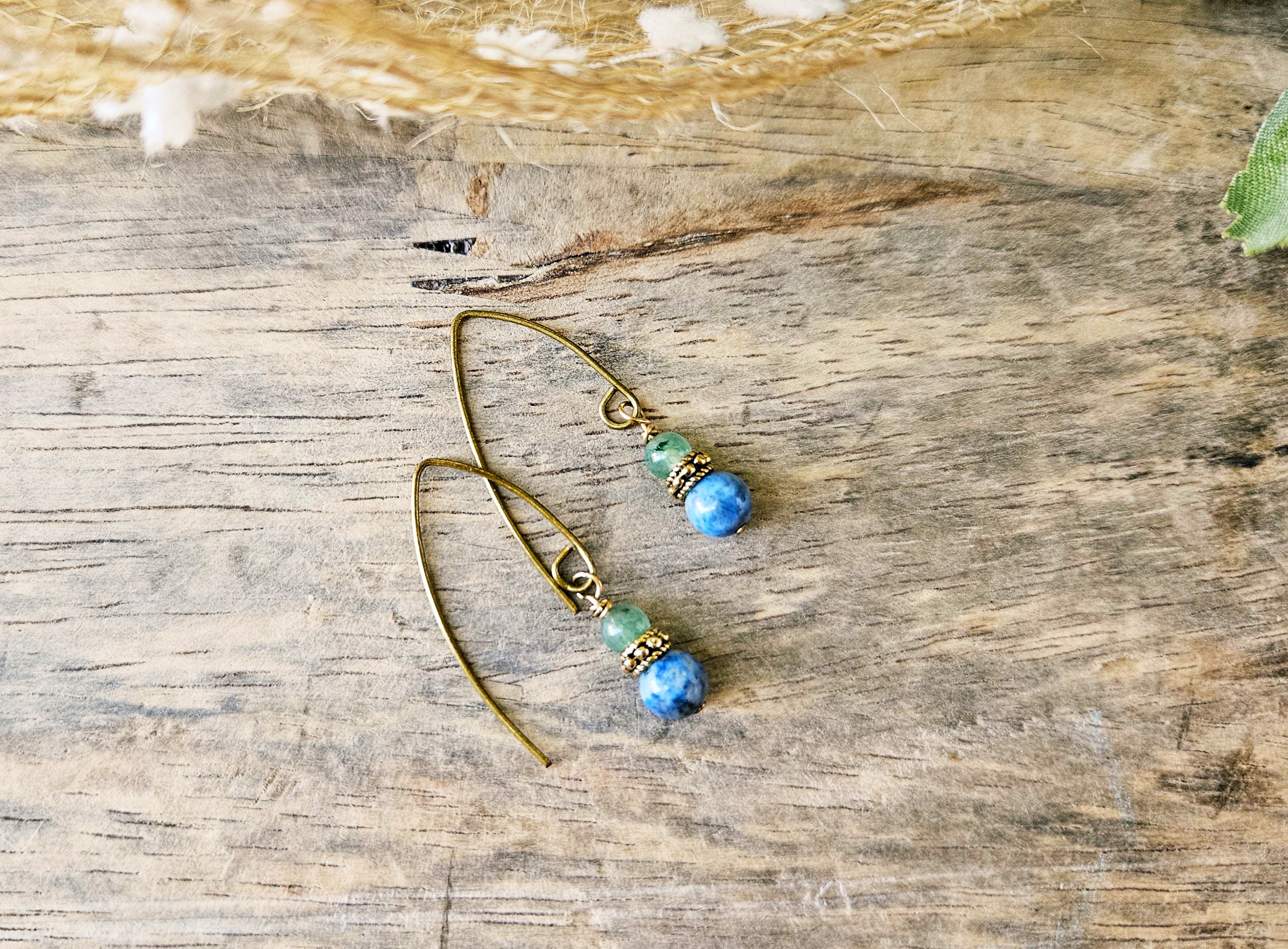 Handmade Blue Stone Drop Earrings - RIVER