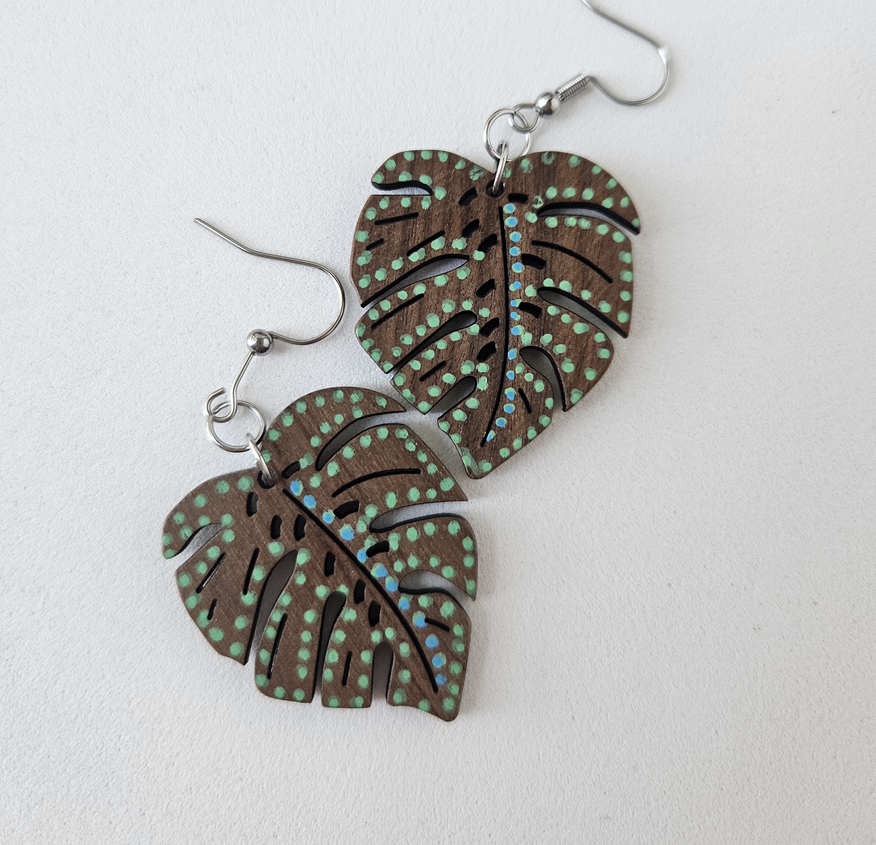 Painted Walnut Wood Earrings - ARBOR