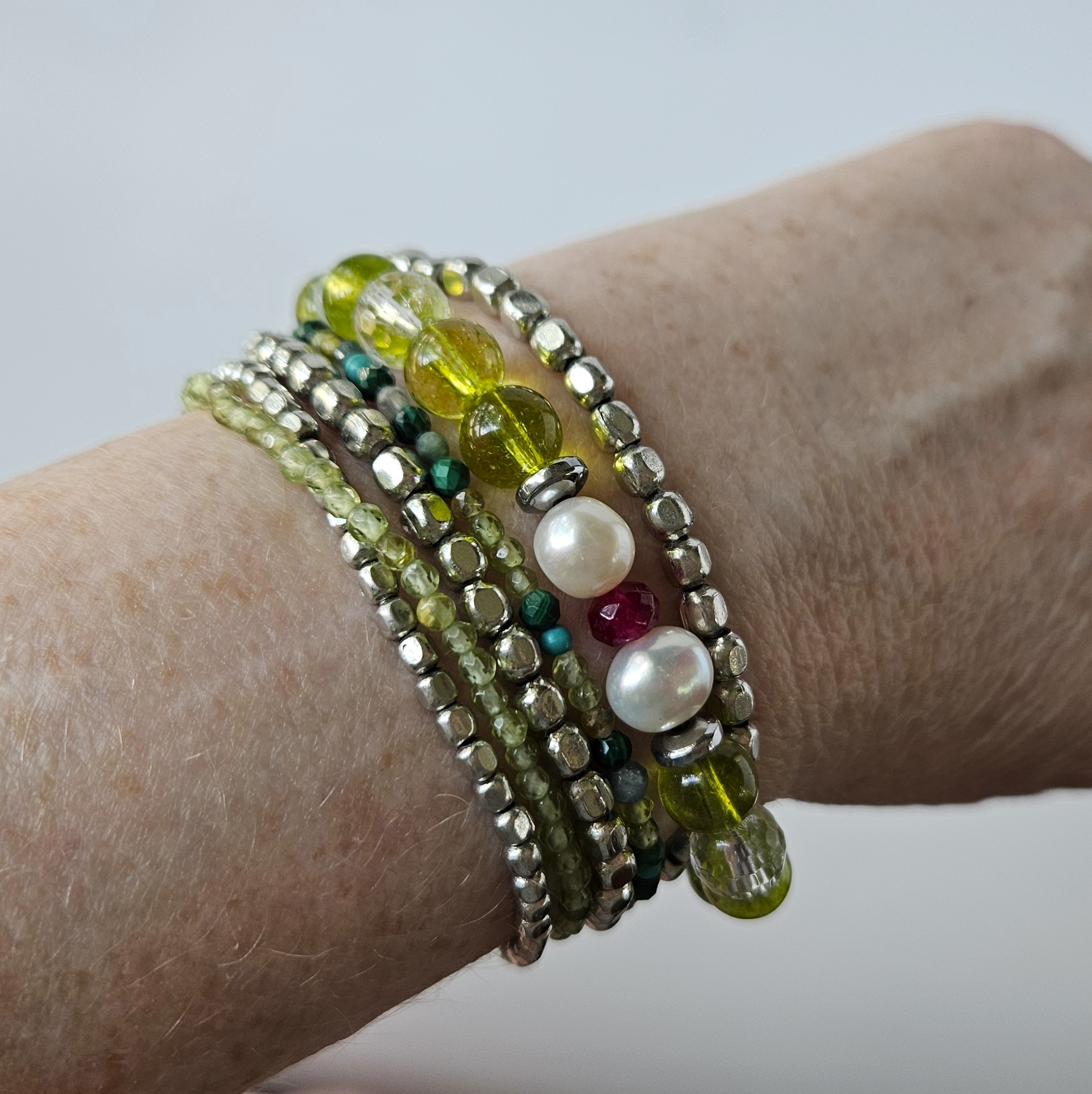 Peridot & Pearl Bracelet - "August Moon"