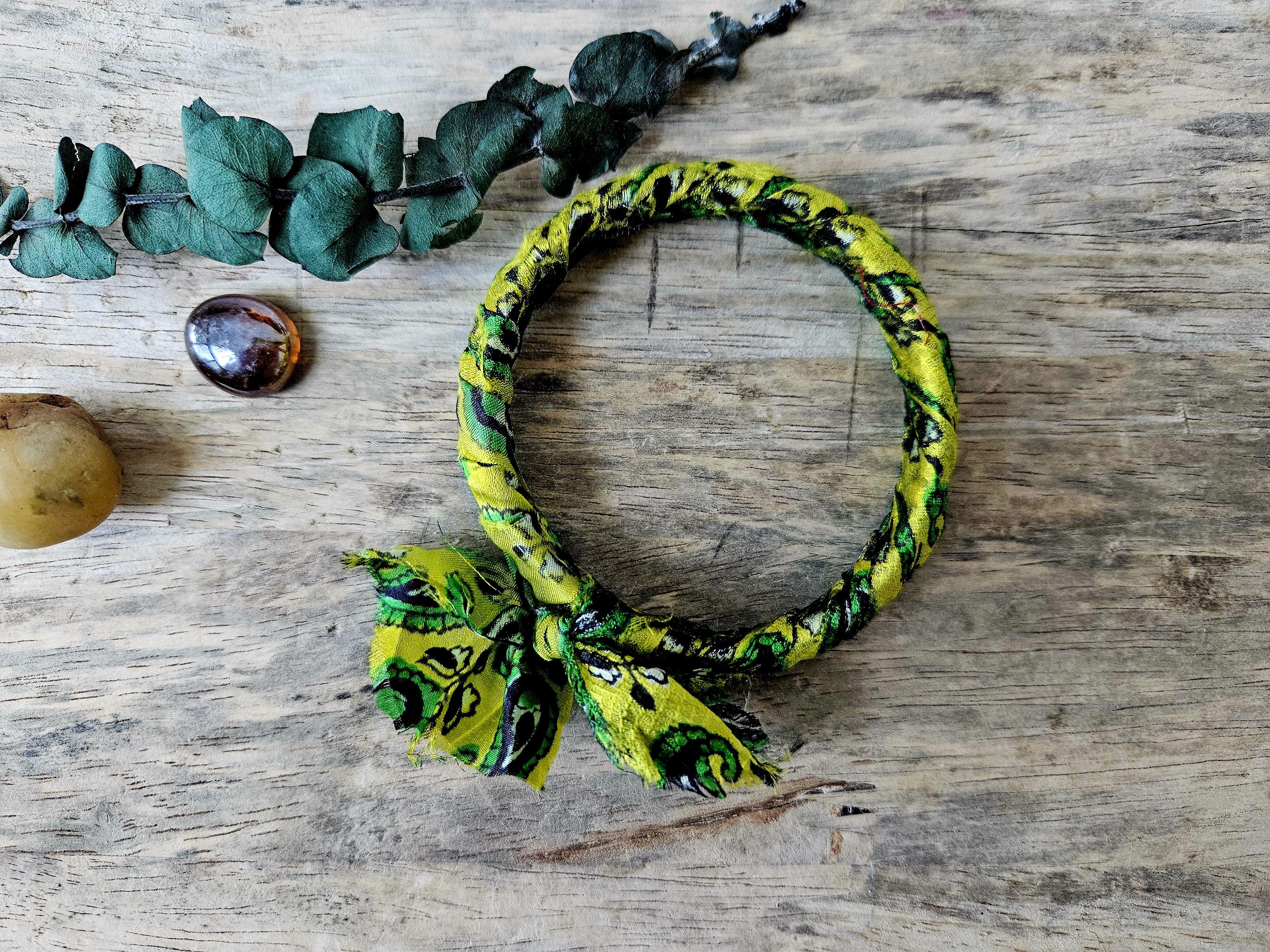 "Daylily" Fabric Bangle Bracelet