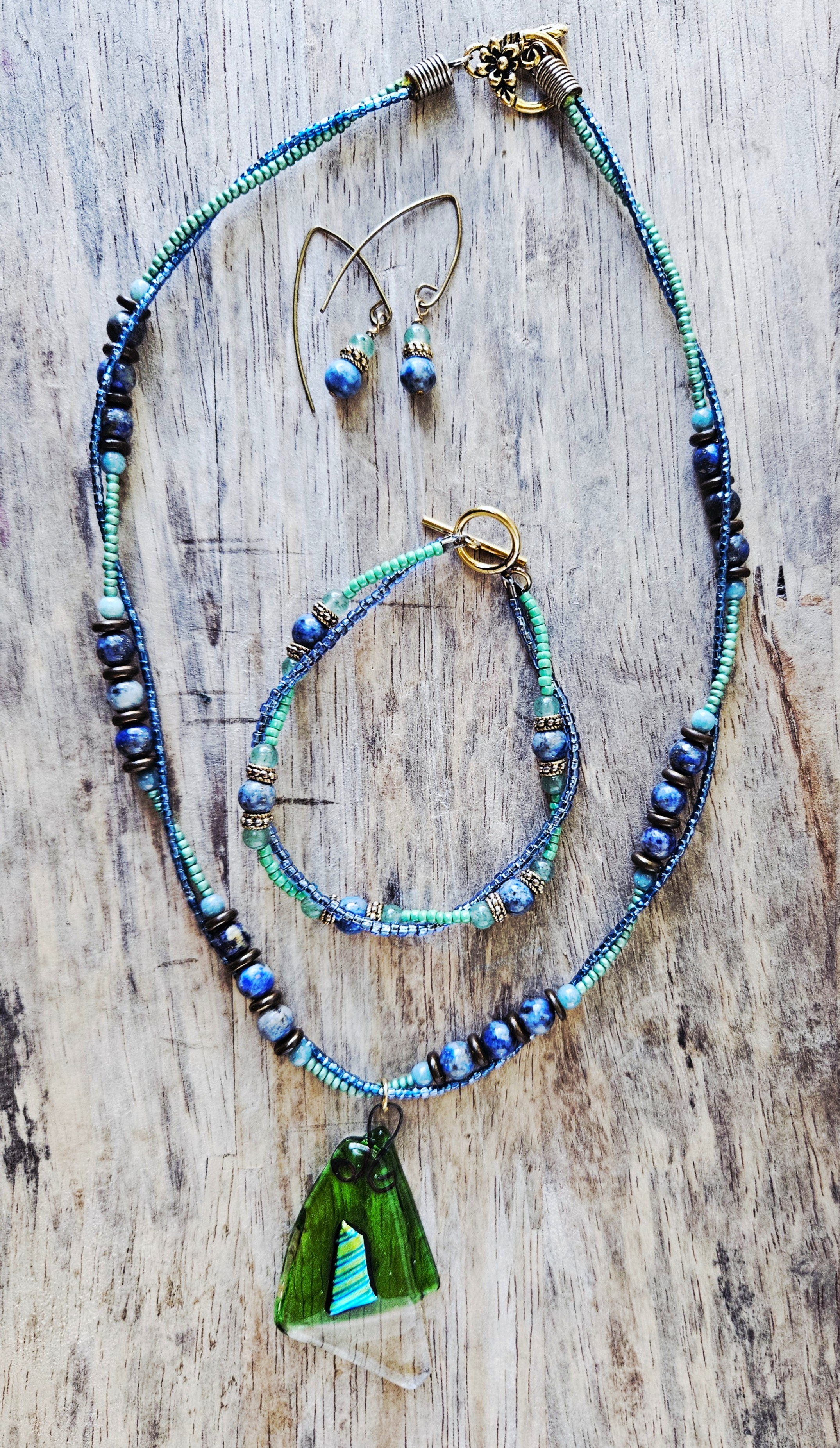 Handmade Blue Stone Drop Earrings - RIVER