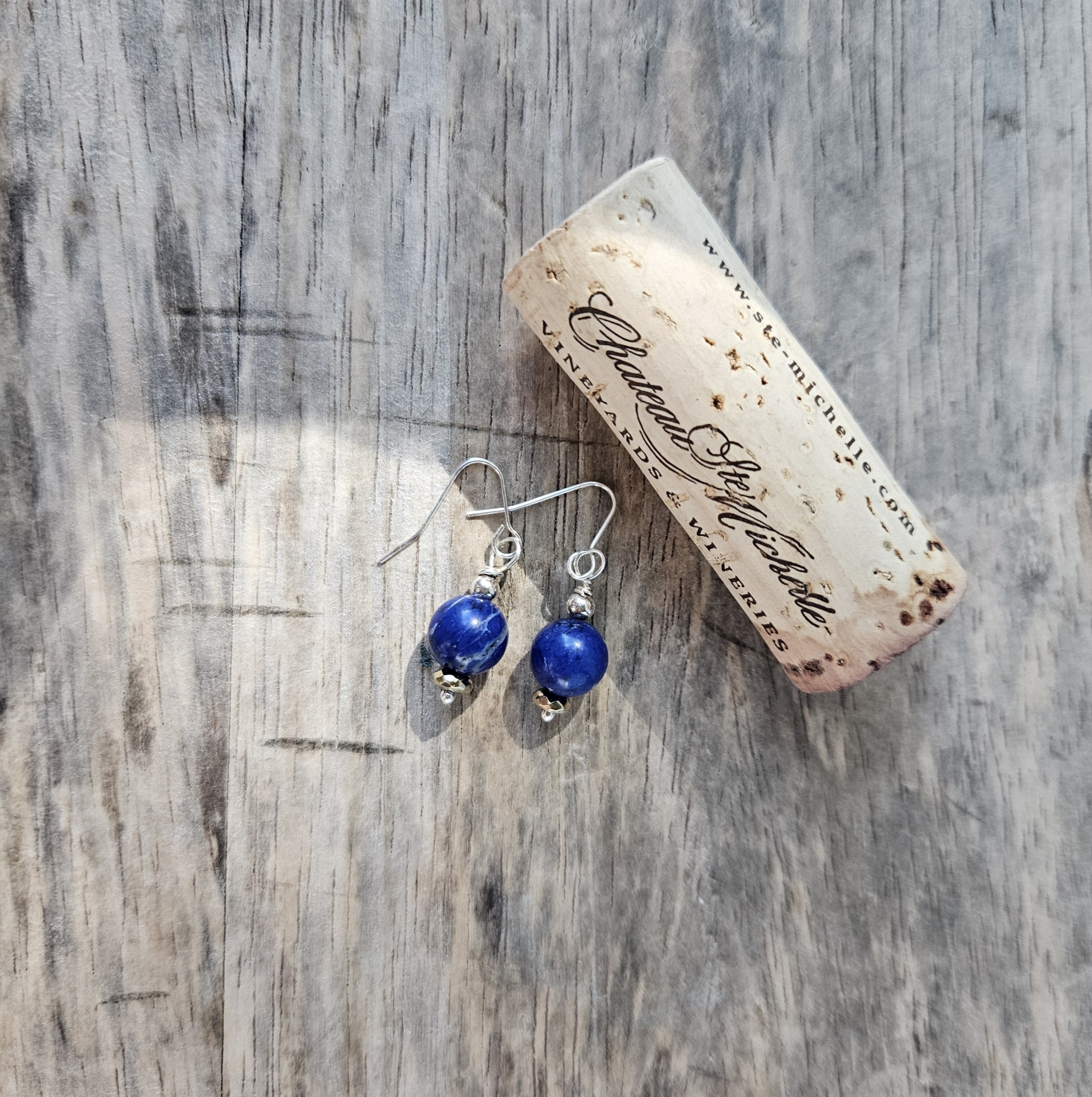 Blue Gemstone & Sterling Beaded Earrings - MAGGIE