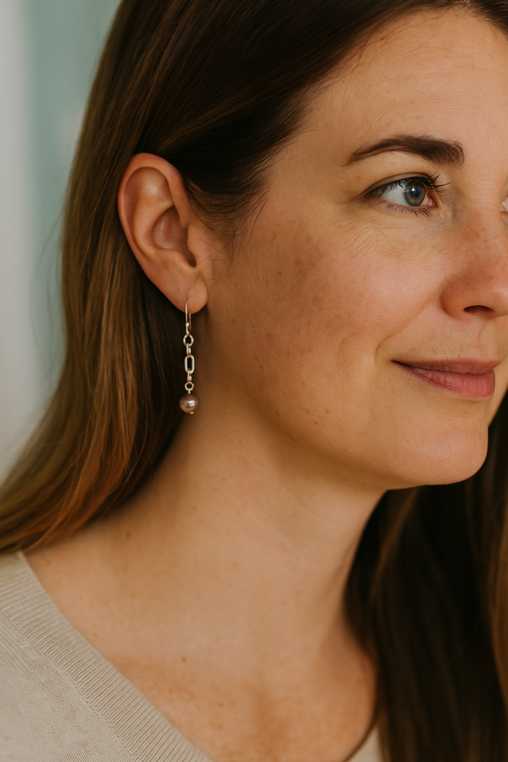 Pearl & Sterling Silver Drop Earrings