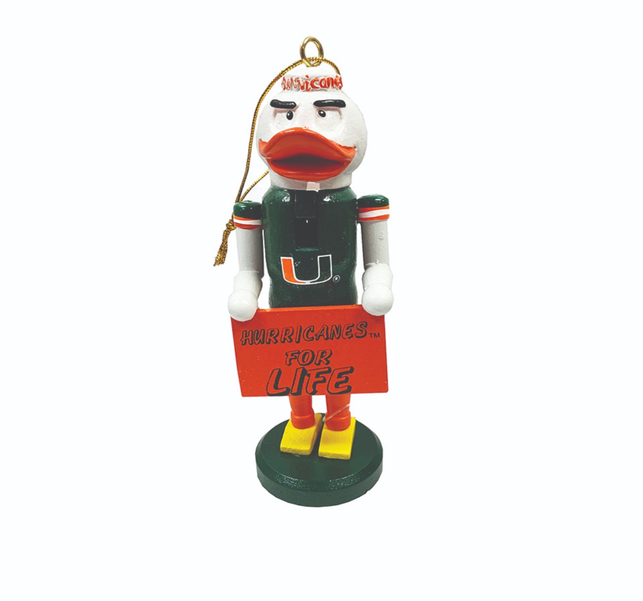 University of Miami Nutcracker Ornament "Hurricanes for Life"