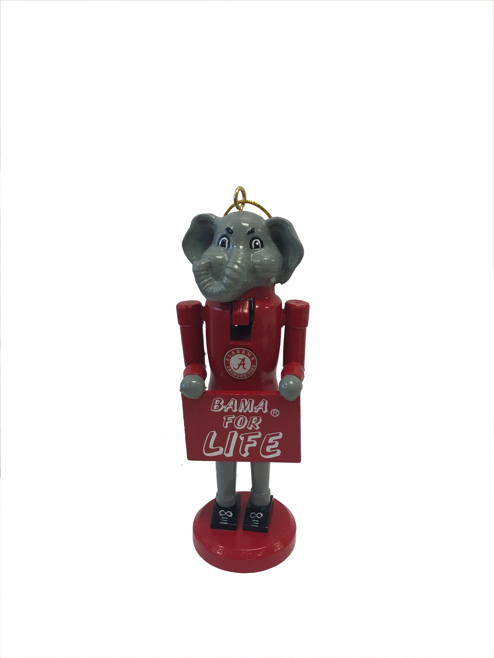 Alabama Mascot Nutcracker Ornament with Sign "Bama For Life"