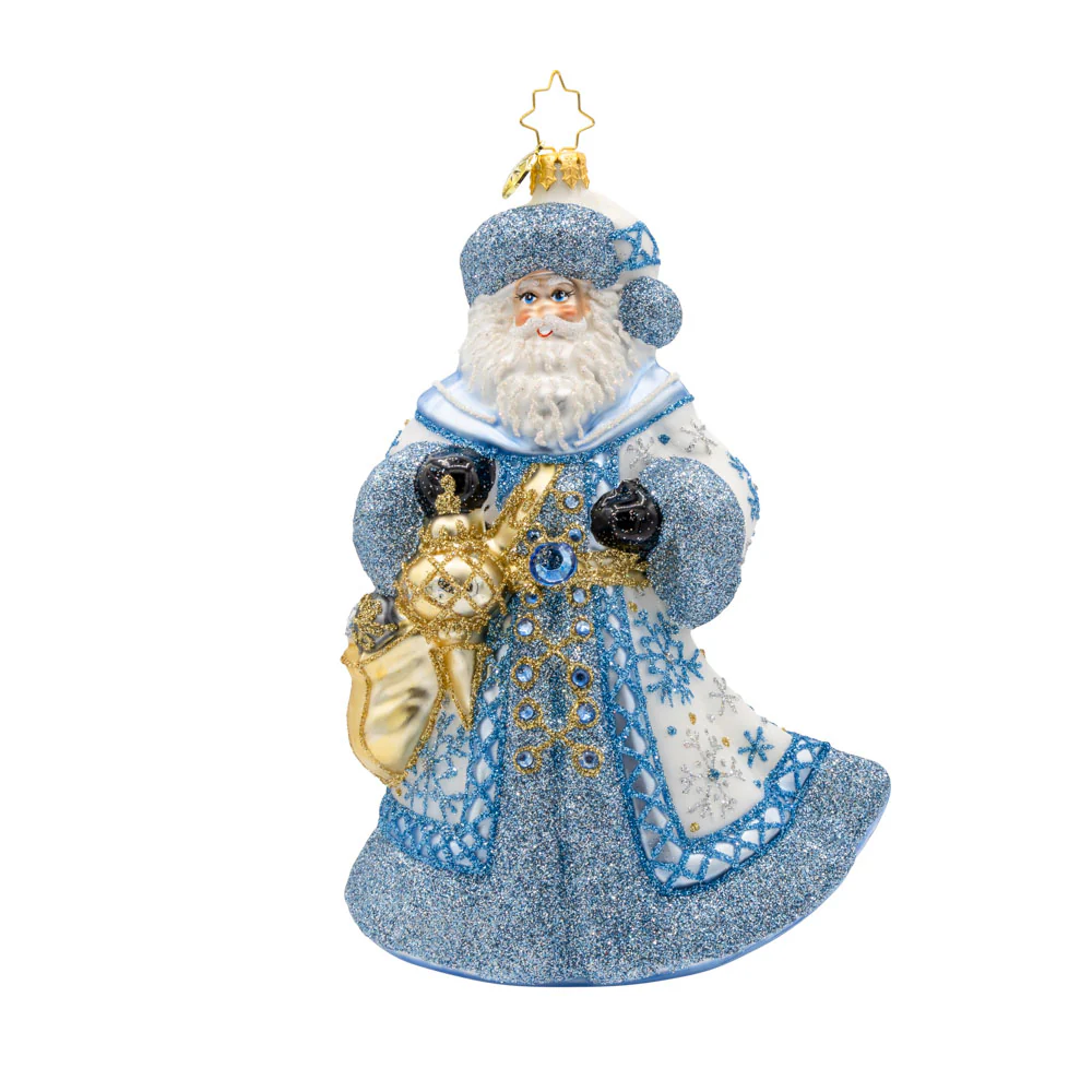 Christopher Radko European Christmas Ornament "Ivory Frost Santa" Collectible 