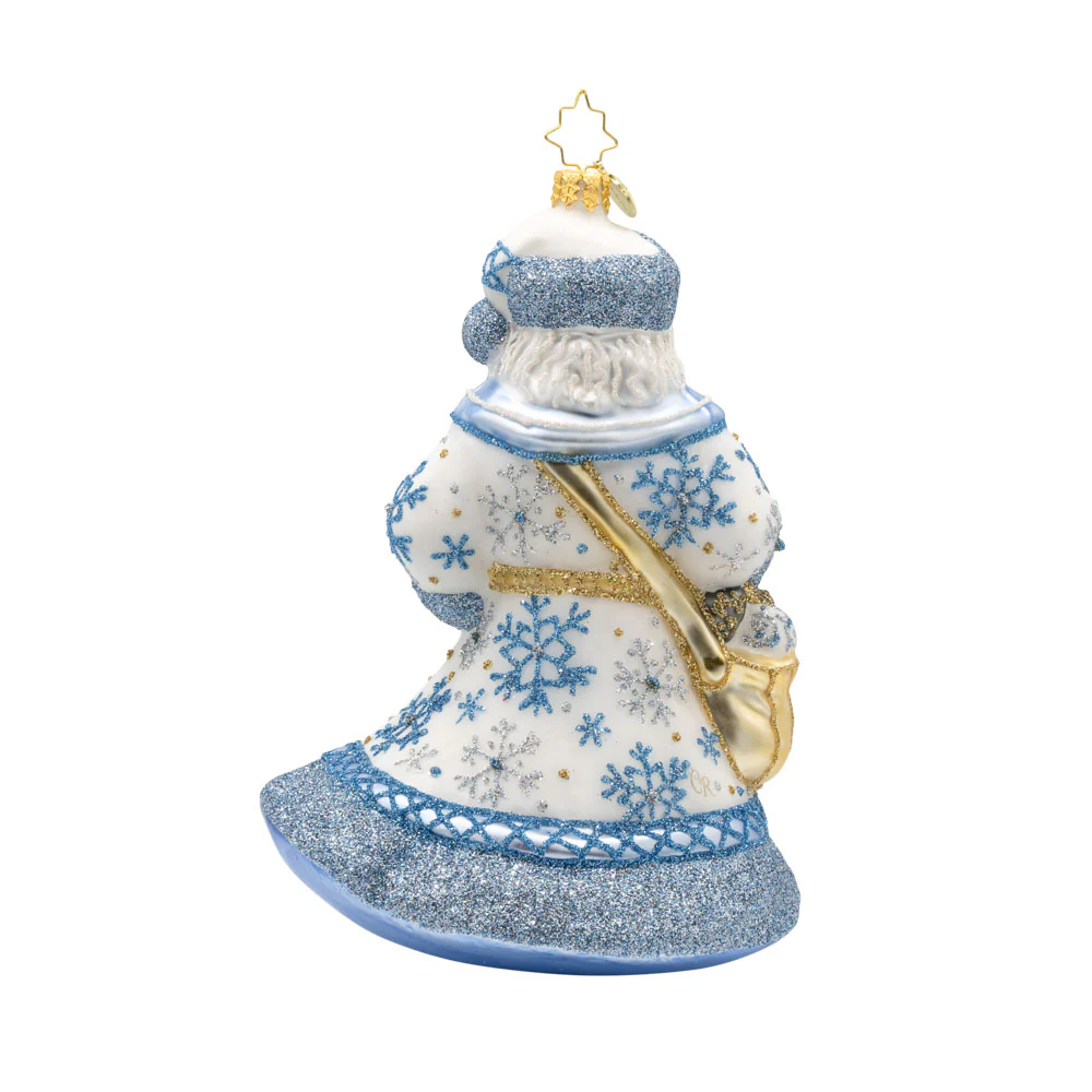Christopher Radko European Christmas Ornament "Ivory Frost Santa" Collectible 