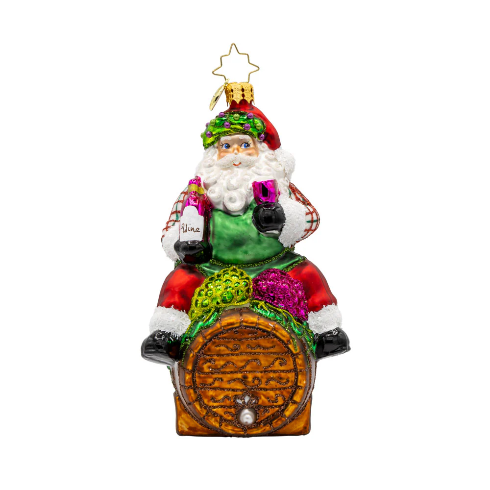 Christopher Radko European Christmas Ornament "I Believe In Wine Santa" Collectible