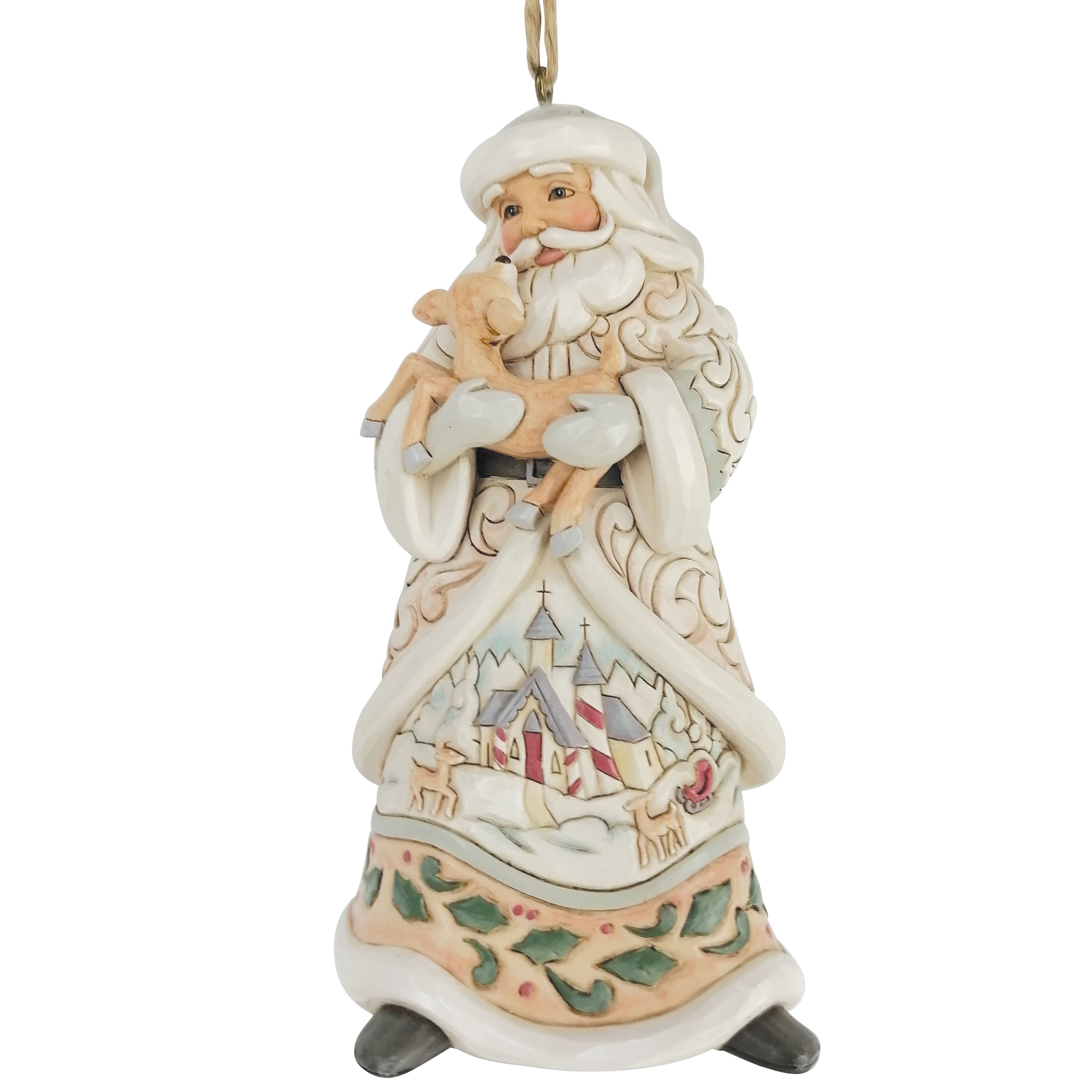 Enesco Jim Shore Woodland Santa Holding Fawn Figurine Hanging Ornament