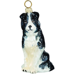 Border Collie Glass Dog Christmas Ornament by Joy to the World Collectibles