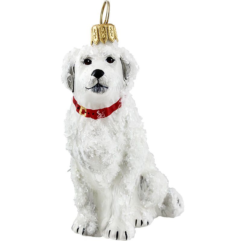 Great Pyrenees Mountain Dog Snowy Version Glass Christmas Ornament