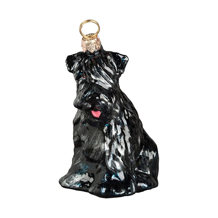 Black Russian Terrier Glass Dog Christmas Ornament by Joy to the World Collectibles