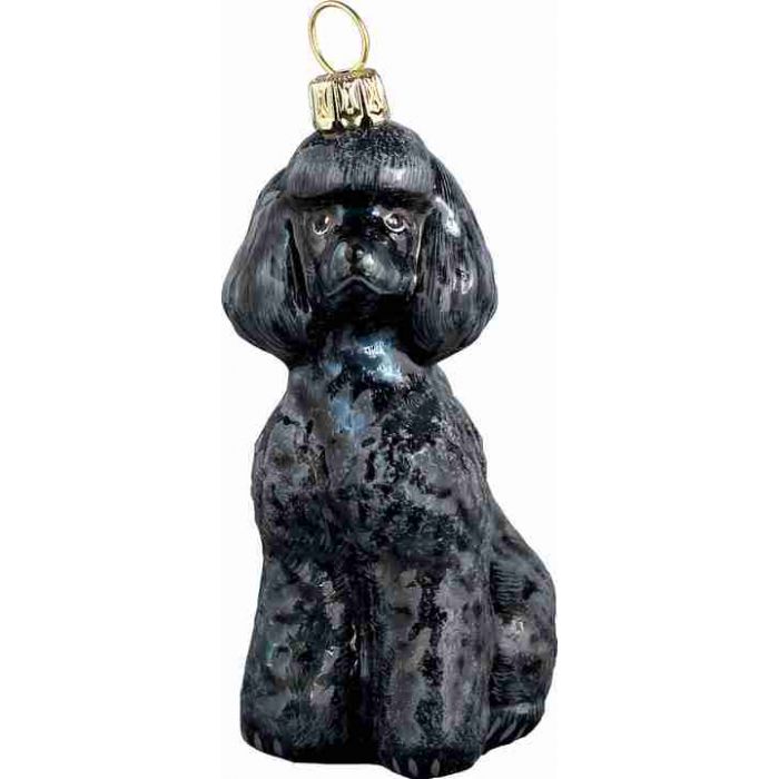 Black Poodle Glass Christmas Ornament by Joy to the World Collectibles
