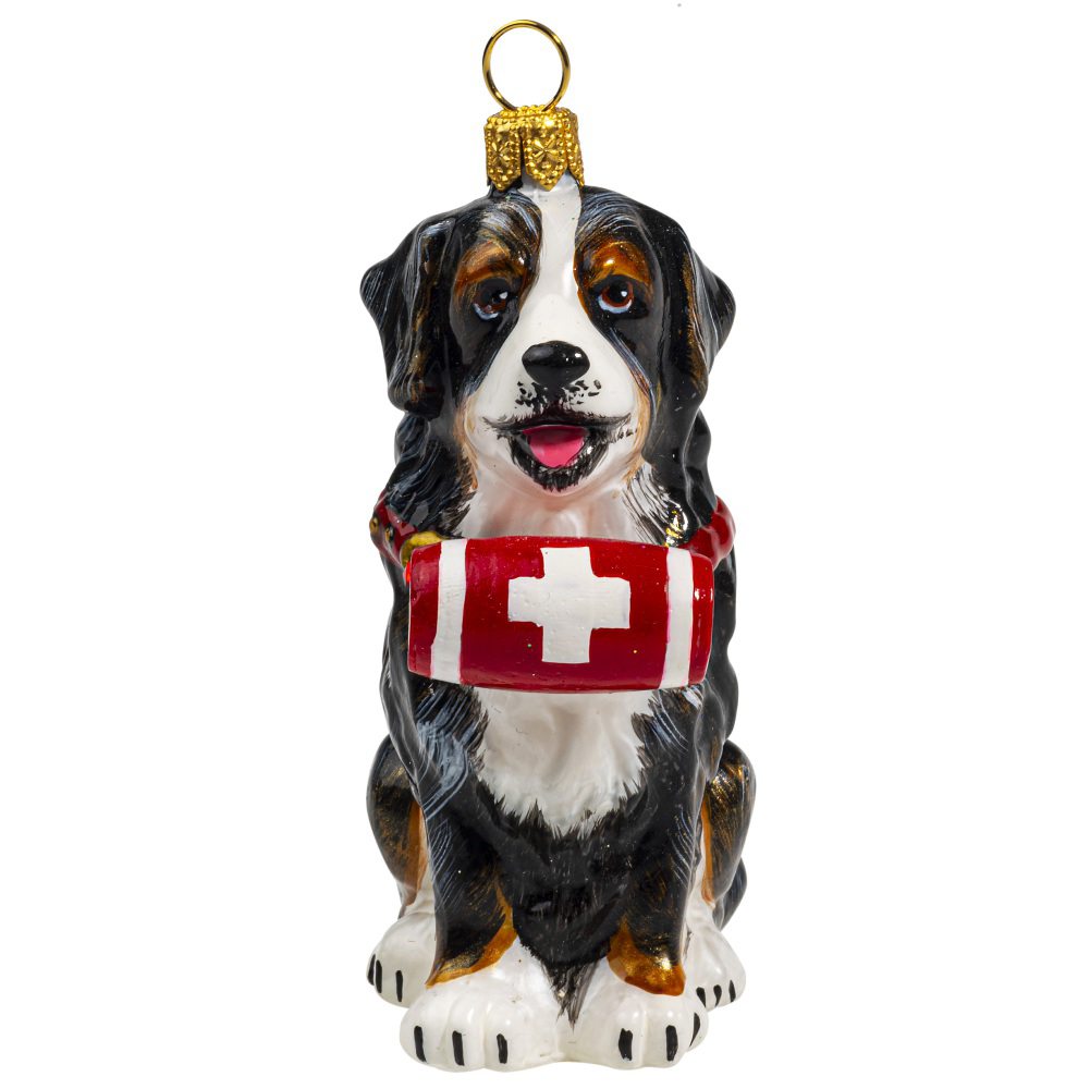 Bernese Mountain Dog Glass Christmas Ornament by Joy to the World Collectibles