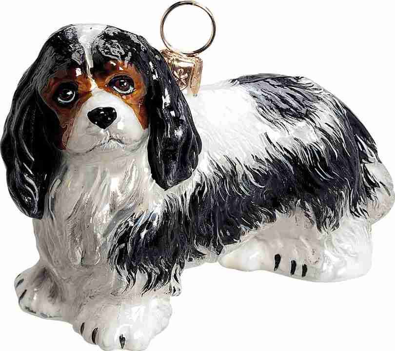 King Charles Cavalier Tri Color Glass Dog Ornament