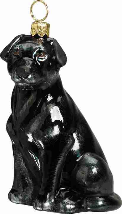 Black Labrador Retriever Glass Dog Christmas Ornament