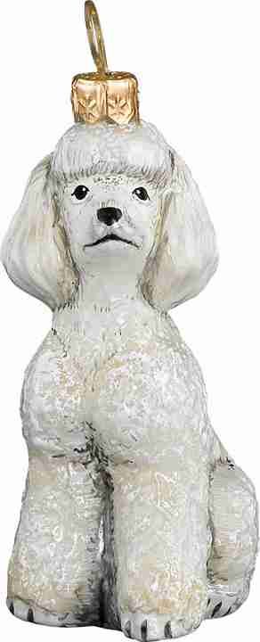 White Poodle Glass Dog Ornament by Joy to the World Collectibles