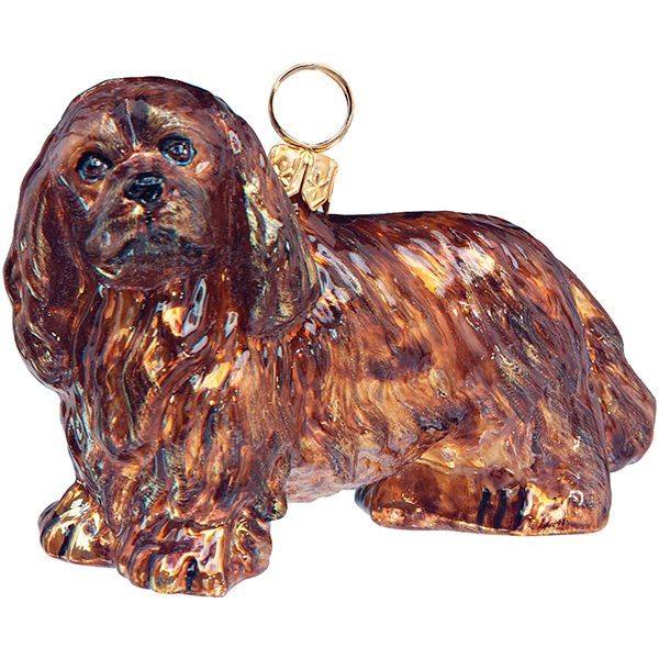 King Charles Cavalier Ruby Glass Dog Christmas Ornament by Joy to the World Collectibles