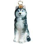 Siberian Husky Glass Dog Christmas Ornament by Joy to the World Collectibles