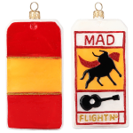 Madrid Luggage Tag Glass Christmas Ornament by Joy to the World Collectibles 