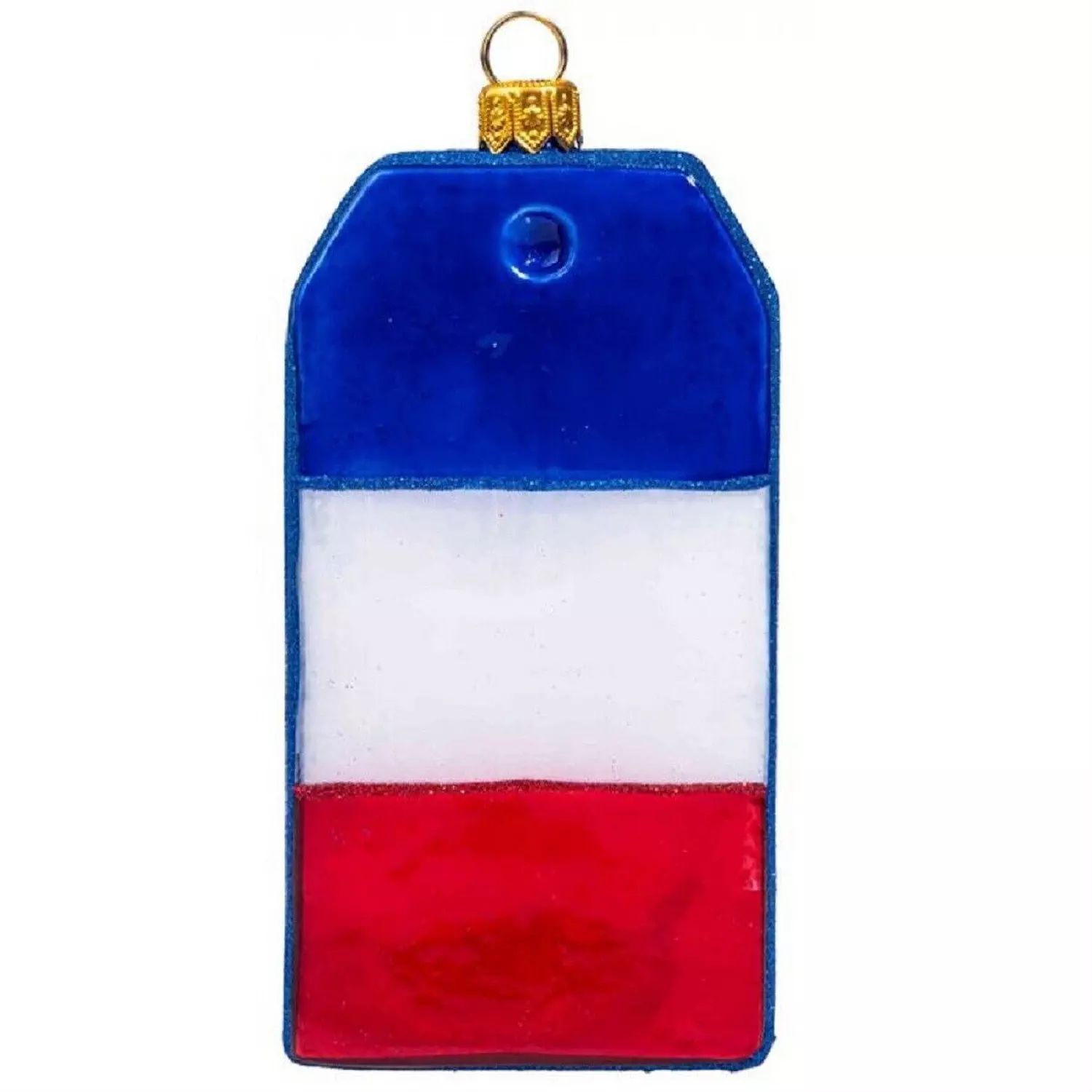 Paris Luggage Tag Glass Christmas Ornament by Joy to the World Collectibles