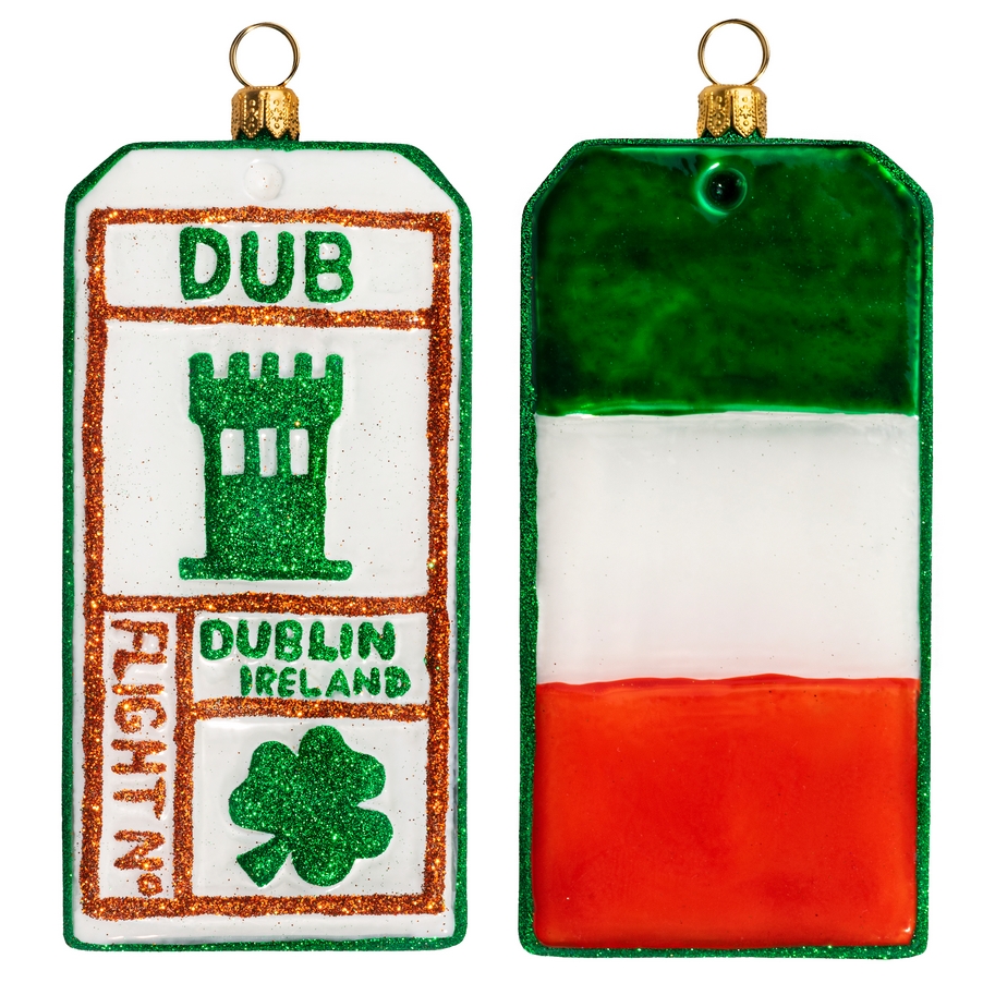 Dublin Ireland Luggage Tag Glass Ornament by Joy to the World Collectibles