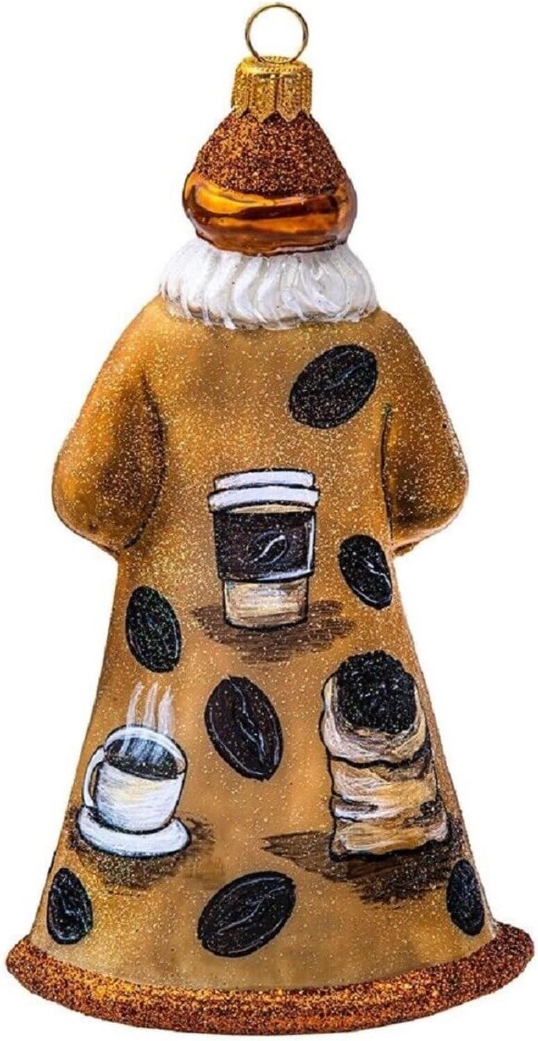 Coffee Santa Glass Christmas Ornament by Joy to the World Collectibles