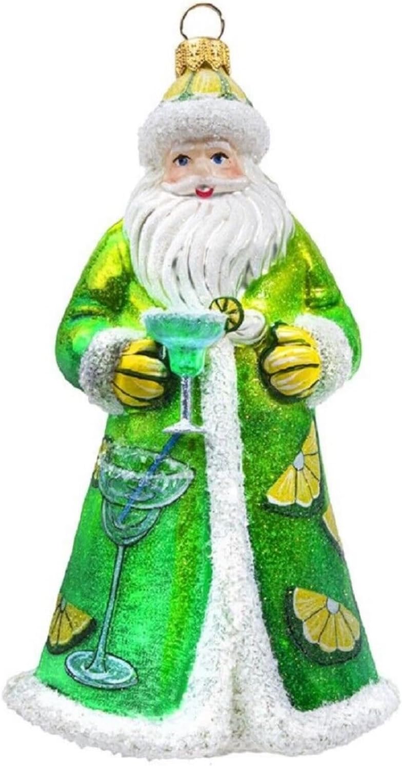 Margarita Santa Glass Christmas Ornament by Joy to the World Collectibles