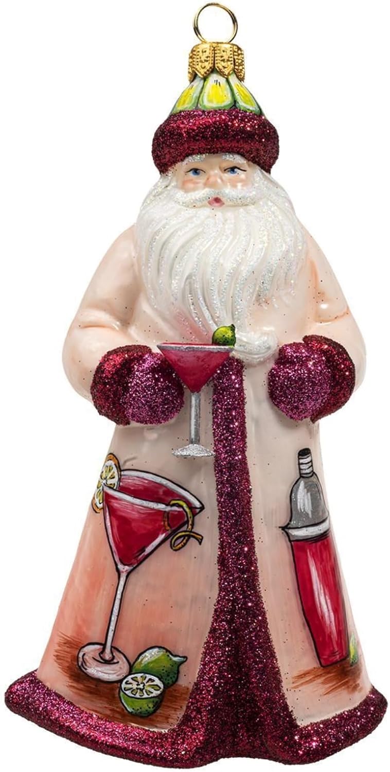 Cosmopolitan Santa Cocktail Glass Christmas Ornament by Joy to the World Collectibles