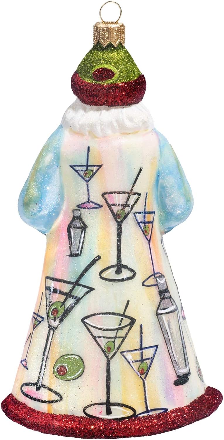 Martini Cocktail Santa Glass Christmas Ornament by Joy to the World Collectibles