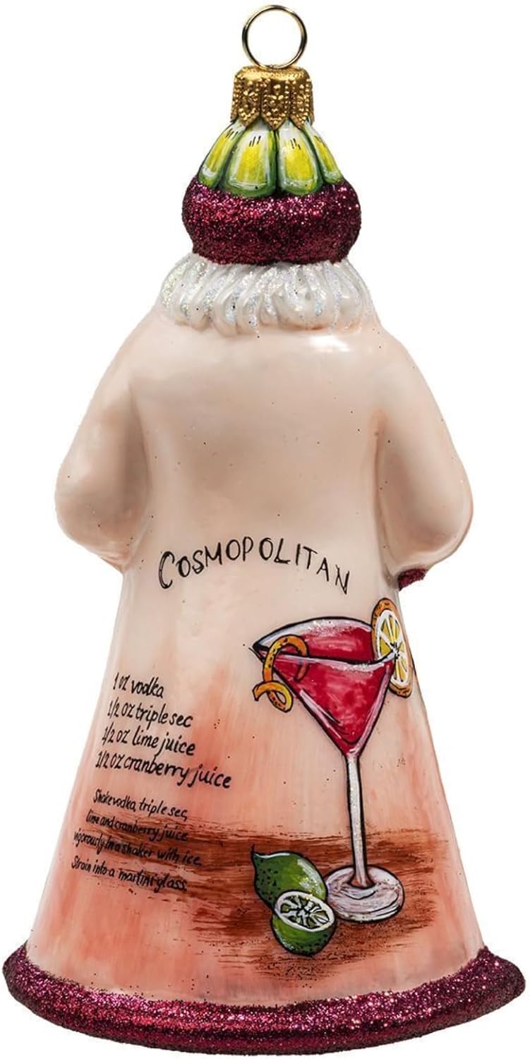 Cosmopolitan Santa Cocktail Glass Christmas Ornament by Joy to the World Collectibles