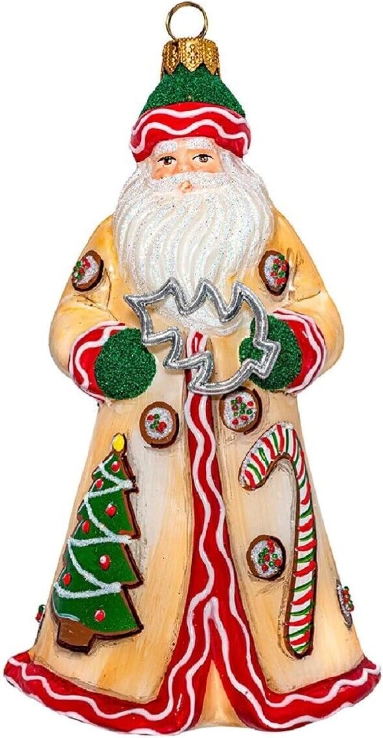 Christmas Cookie Santa Claus Glass Christmas Ornament by Joy to the World Collectibles