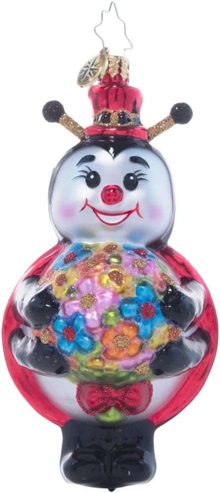 Who's The Lucky Ladybug? Ladybug Glass Christmas Ornament by Christopher Radko