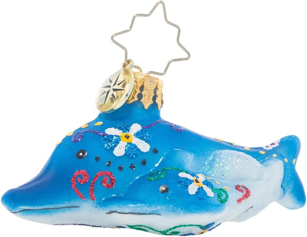 Swimming Through The Florals Hand-Painted Dolphin Ornament by Christopher Radko