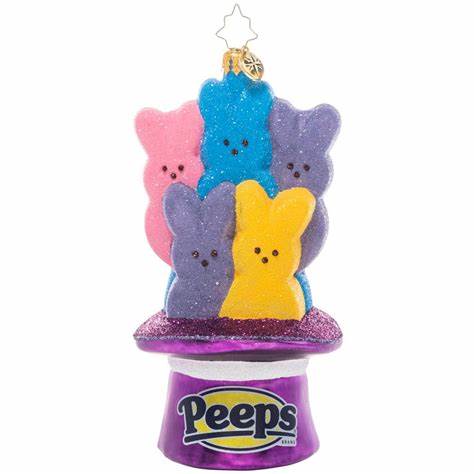 "Pop Go The Peeps" Peeps Marshmallow Bunny Ornament by Christopher Radko