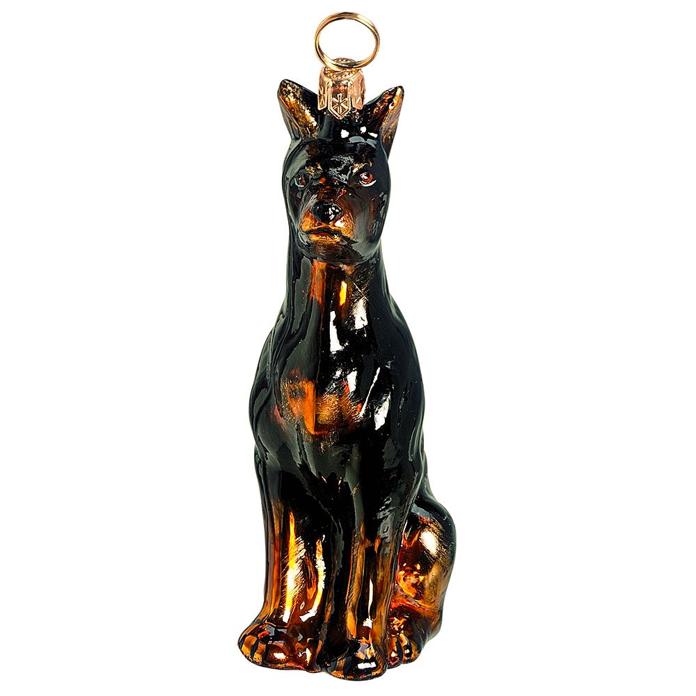 Doberman Dog Glass Christmas Ornament by Joy to the World Collectibles