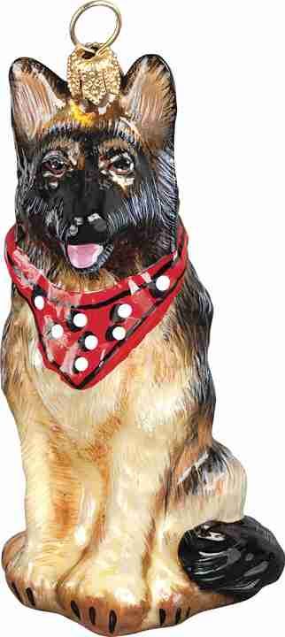German Shepherd with Bandana Glass Dog Ornament by Joy to the World Collectibles
