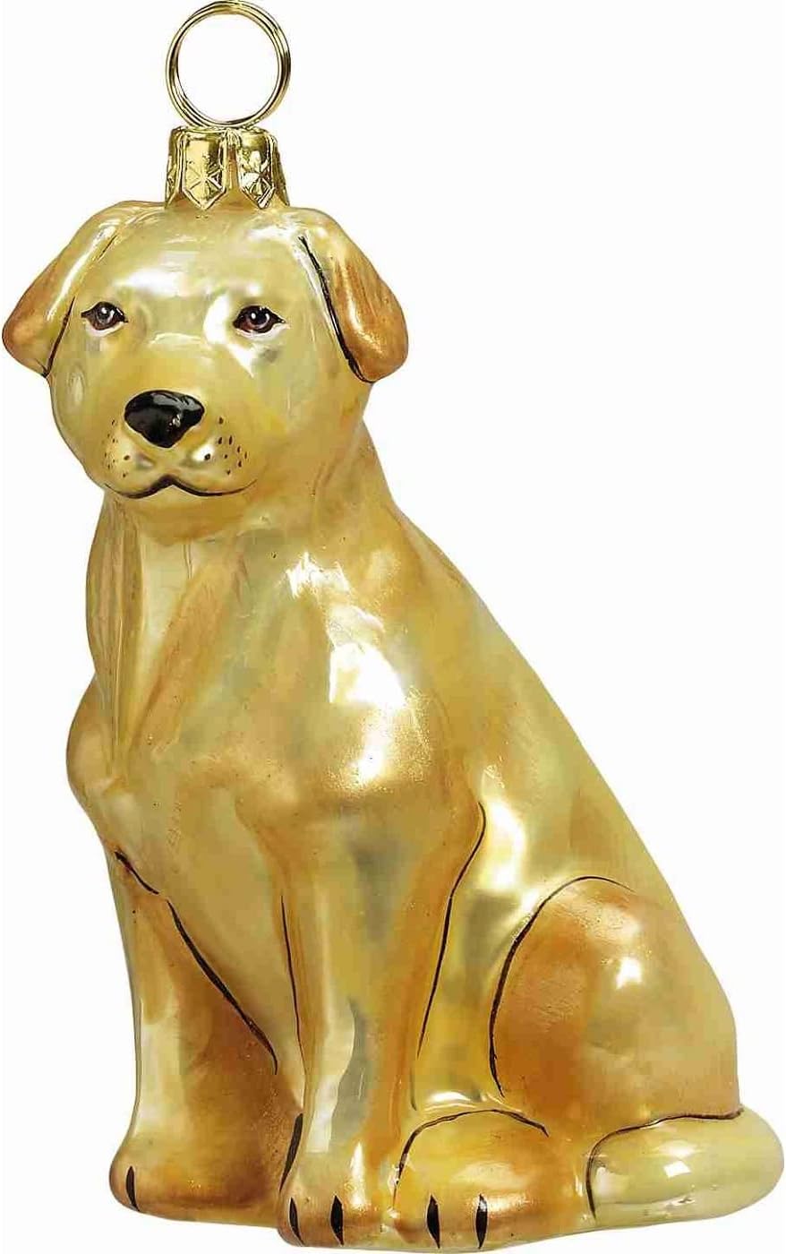 Golden Yellow Labrador Glass Dog Ornament by Joy to the World Collectibles