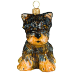 Yorkshire Terrier Puppy Glass Dog Ornament by Joy to the World Collectibles