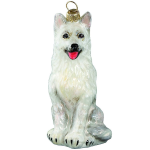 White German Shepherd Glass Dog Ornament by Joy to the World Collectibles